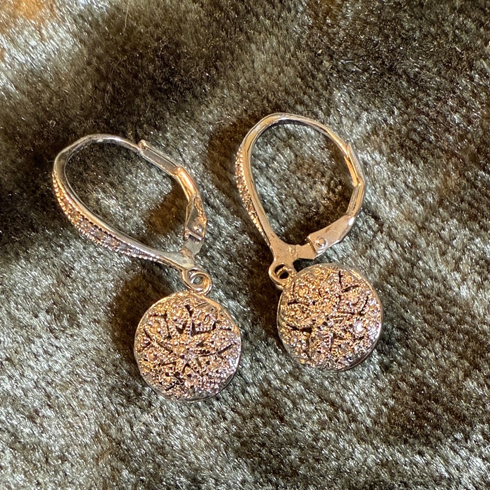 Delicate Silver-Tone Crystal Disc Leverback Earrings